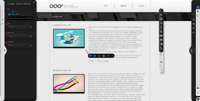 Panou de setări partajare Google+